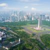 Beautiful National Monument with city skyline